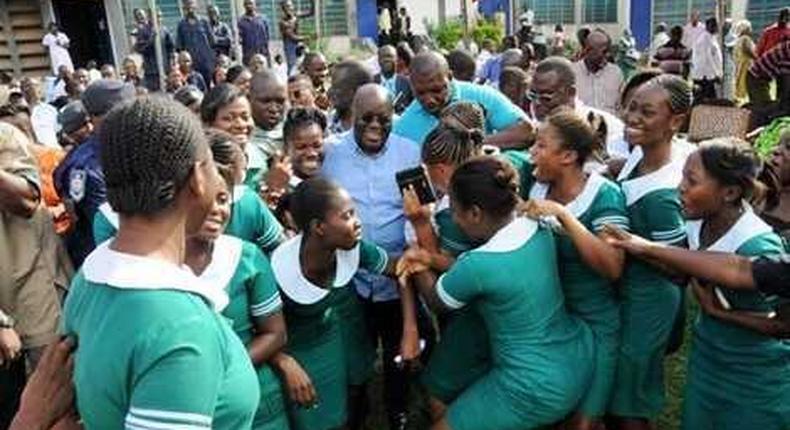 Nurses with President Nana Addo