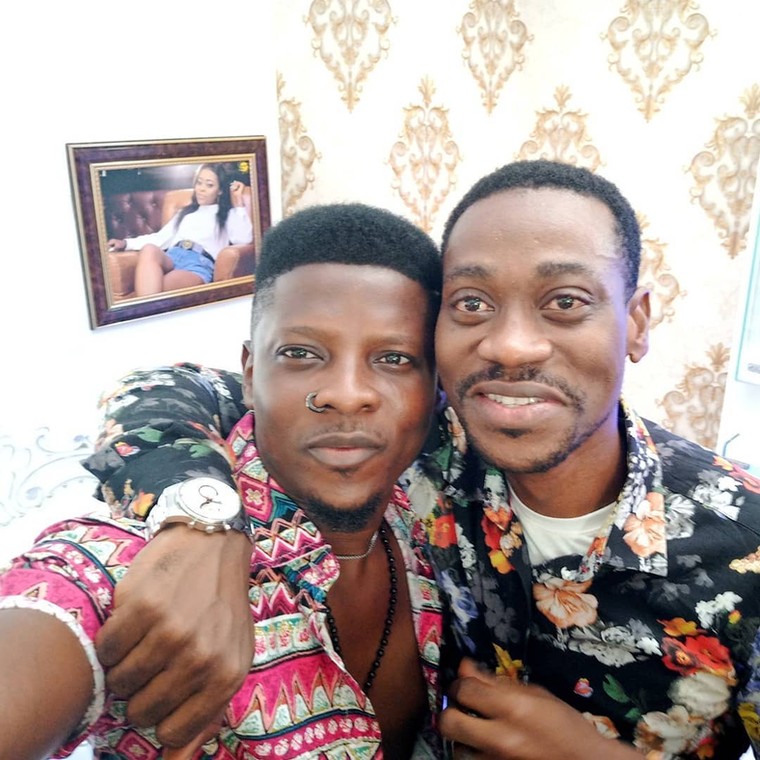 Rotimi Salami and Adedimeji Lateef on the set of a movie. [Instagram/Rotimi Salami] 