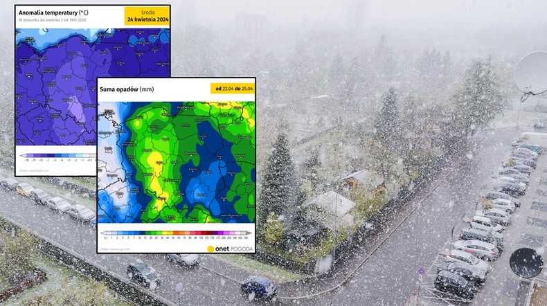 Do Polski mkną intensywne opady deszczu i śniegu. Zrobi się też jeszcze zimniej (mapy: meteologix.com)