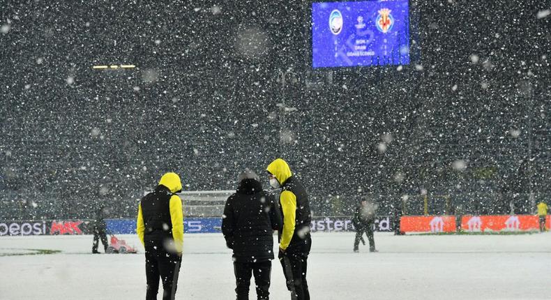 Heavy snowfall led to the postponement of Atalanta v Villarreal Creator: Isabella BONOTTO