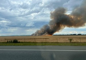 Požar na njivama pored autoputa nadomak Beške