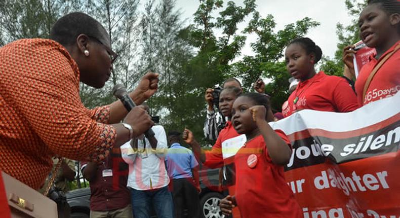 Bring Back Our Girls group marches to Presidential Villa on April 14, 2016