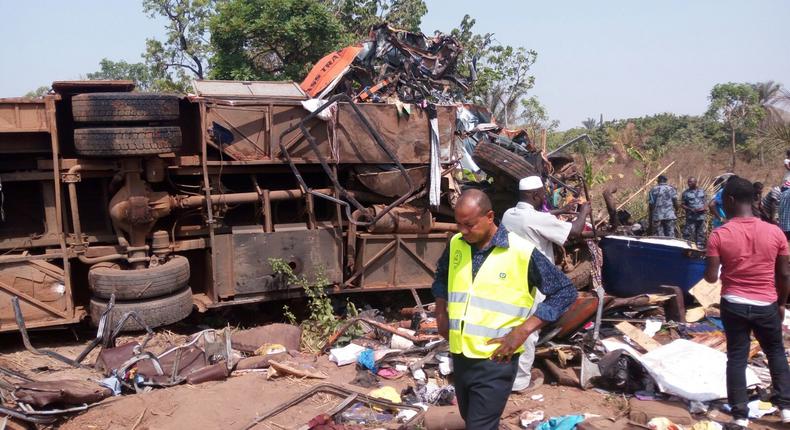 About 70 people perished in an accident involving a Metro Mass bus and a cargo truck
