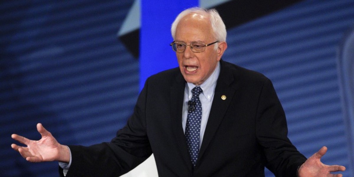 U.S. Democratic presidential candidate Bernie Sanders answers a question from the audience while taking part in a CNN Democratic Town Hall moderated by American journalist and CNN anchor Anderson Cooper (unseen) in Derry, New Hampshire