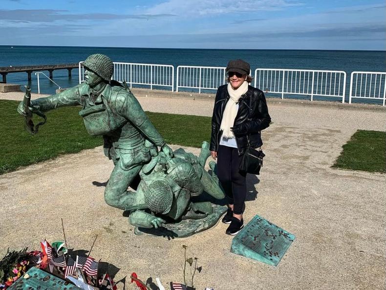 Strong visited the sites of the Normandy landings in France.Courtesy of Nancy Strong