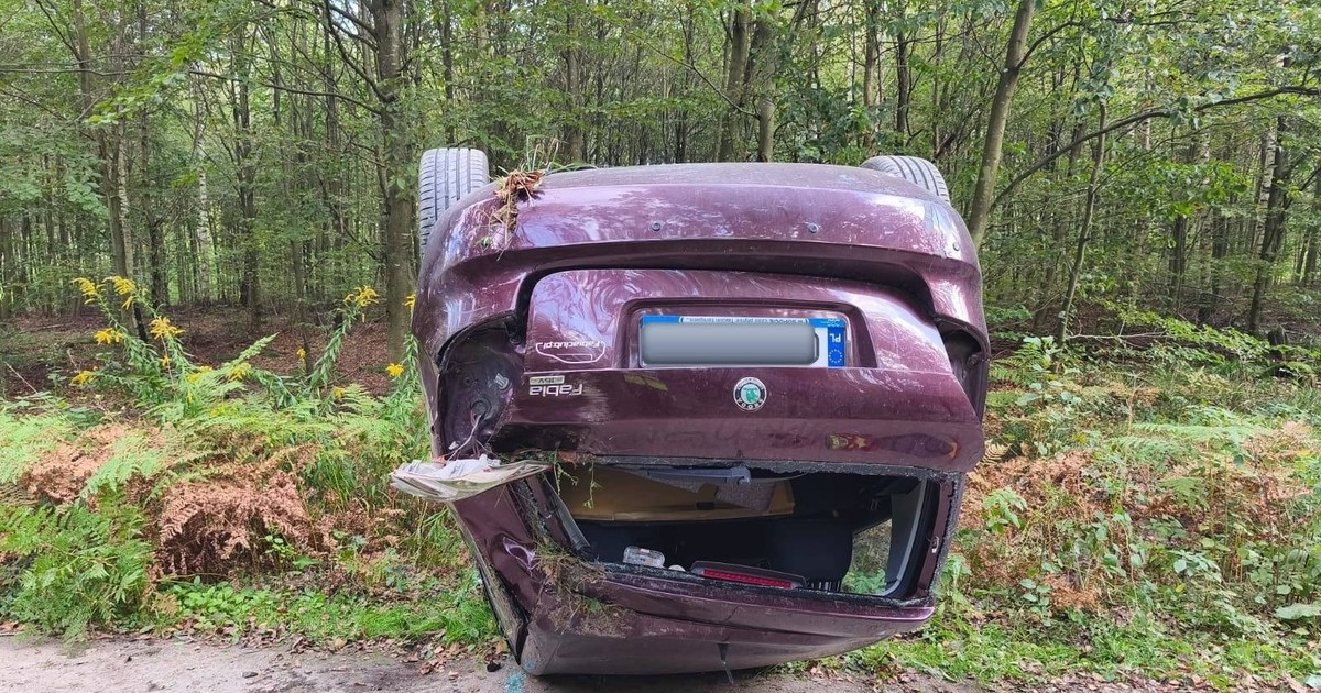 Dachowanie w lesie. Kobieta pijana, a obok w aucie jej bezbronny synek