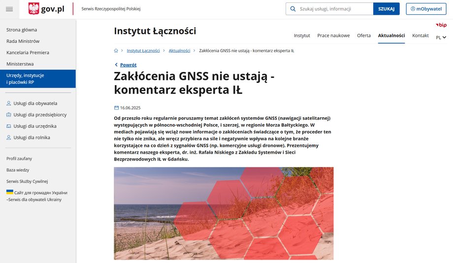 Komunikat rządu o zakłóceniach GPS z 2025 r.