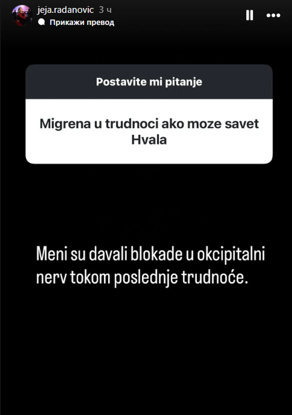 Jelena Radanović o migrenama