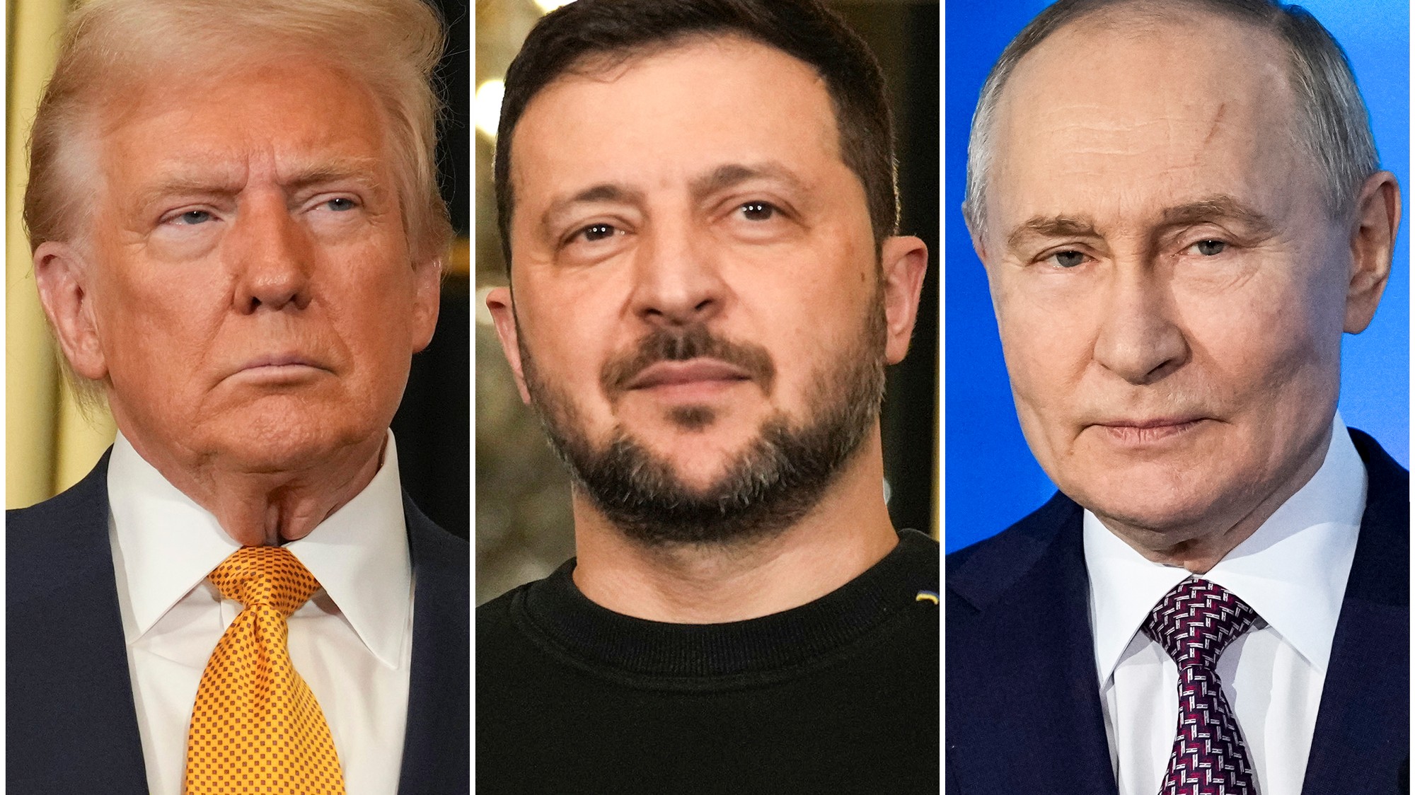 Trump, Zelenskyj a Putin.
