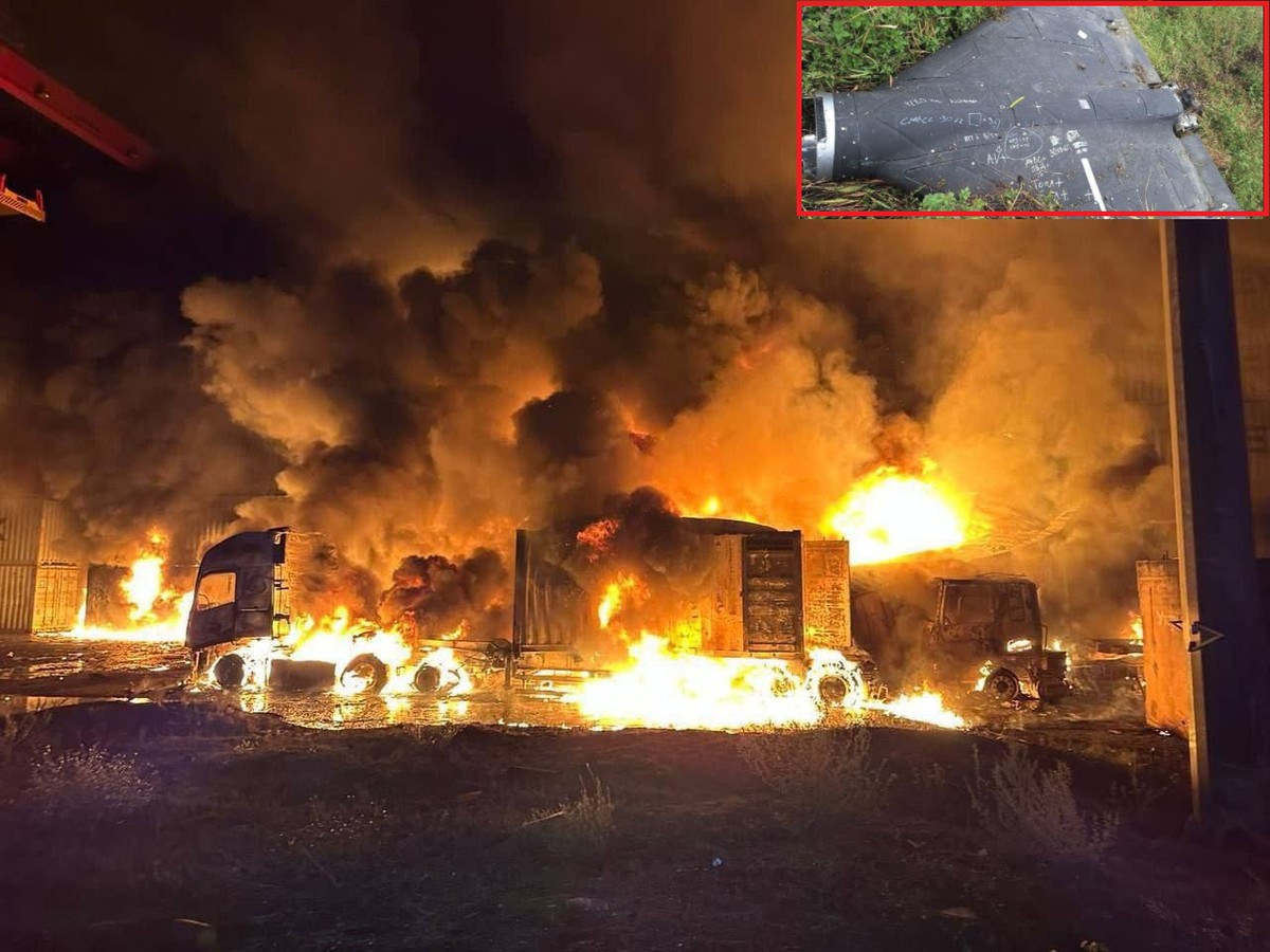 Skutki ataku po ukraińskim porcie. W rogu odnaleziony rosyjski dron z zapalającą głowicą.