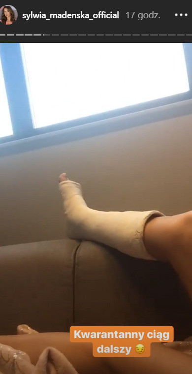 Sylwia Madeńska pokazała na Instagramie zdjęcie nogi w gipsie