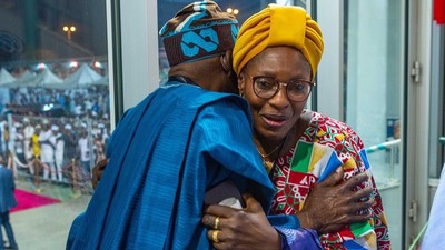 Asiwaju Bola Tinubu and Women Affairs Minister, Paulin Talen