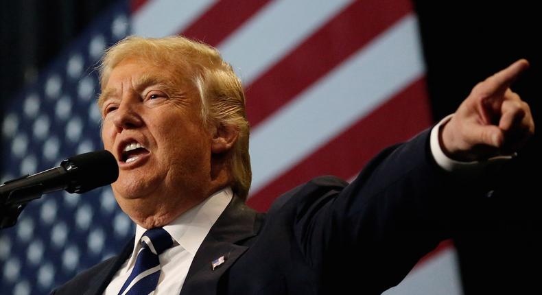 US President-elect Donald Trump at an event at the Wisconsin State Fair Exposition Center in West Allis, Wisconsin, on December 13.