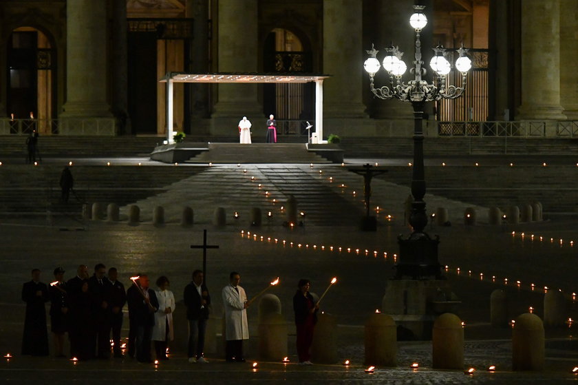 Pope Francis leads the Via Crucis (Way of the Cross) procession during Good Friday celebrations in V