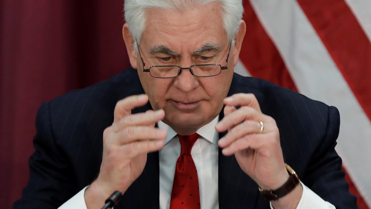 Secretary of State Rex Tillerson prepares to deliver remarks at the opening session of the Inaugural