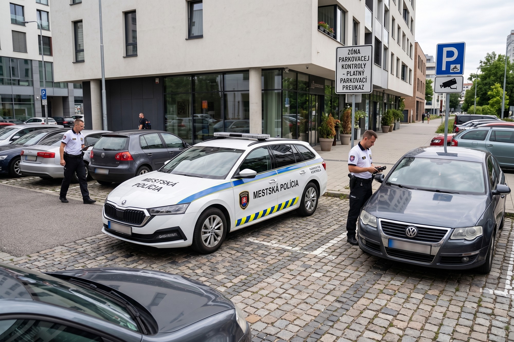 Mestská polícia kontroluje platné parkovacie preukazy na vyhradených miestach, pričom za chýbajúce oprávnenie udeľuje pokutu do výšky 150 eur. 