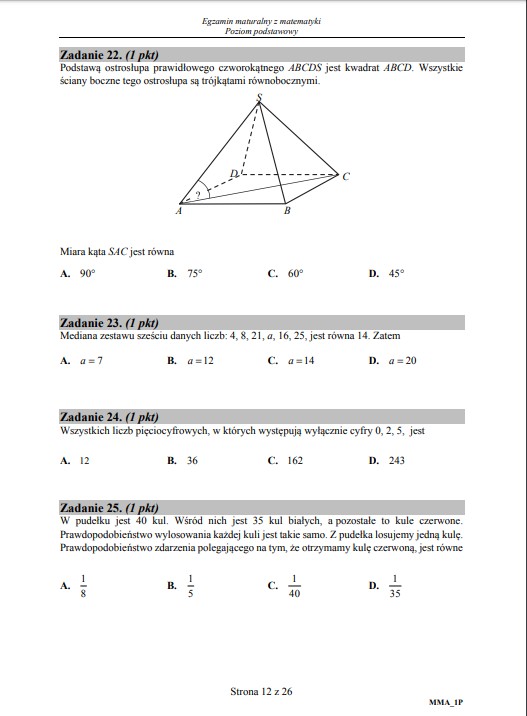 Matura z matematyki - poziom podstawowy