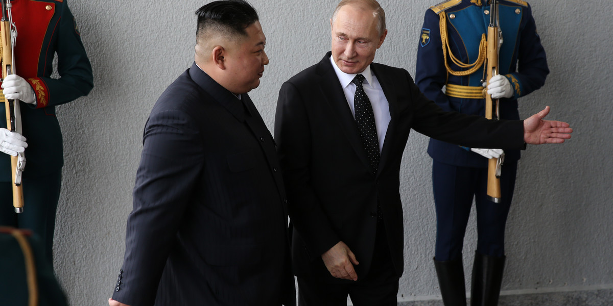 Kim Dzong Un i Władimir Putin podczas spotkania w 2019 r.
