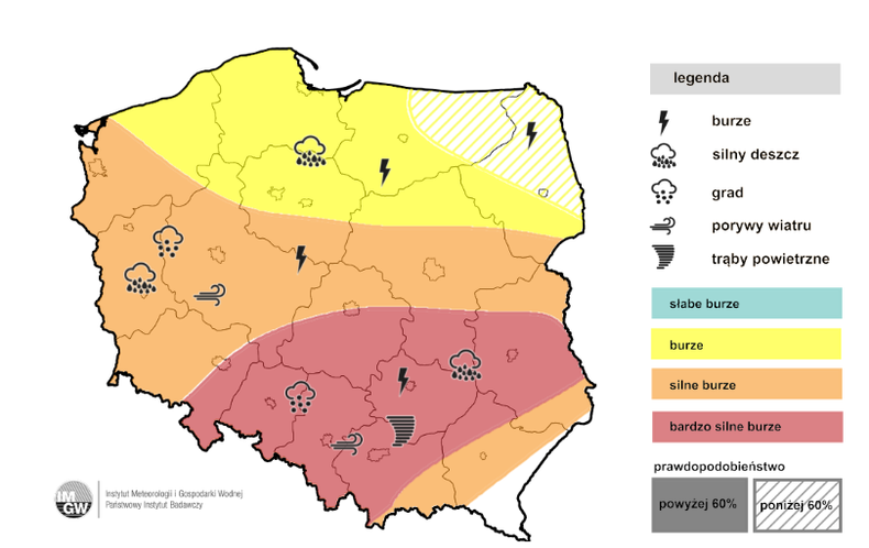 Prognoza burz na noc z piątku na sobotę