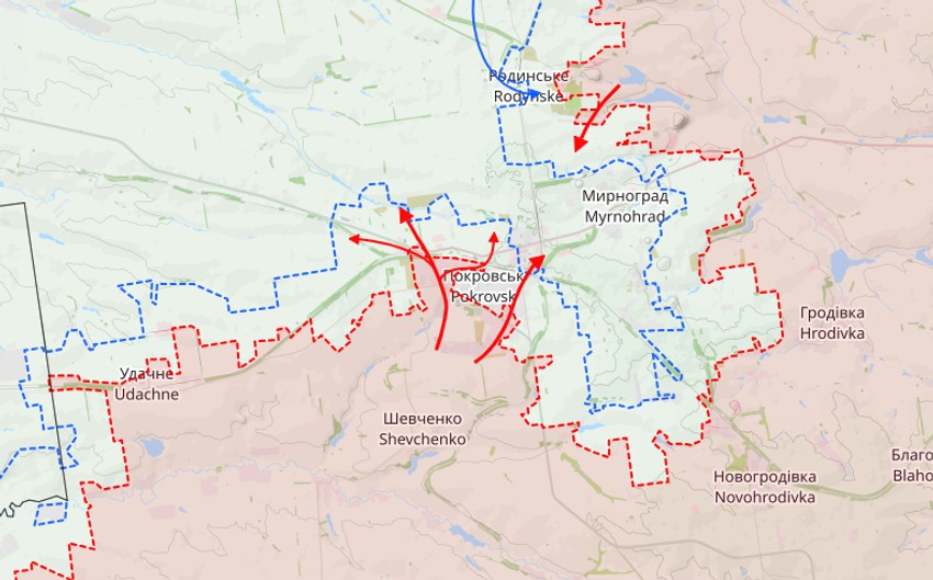 Situacija u Pokrovsku na mapi