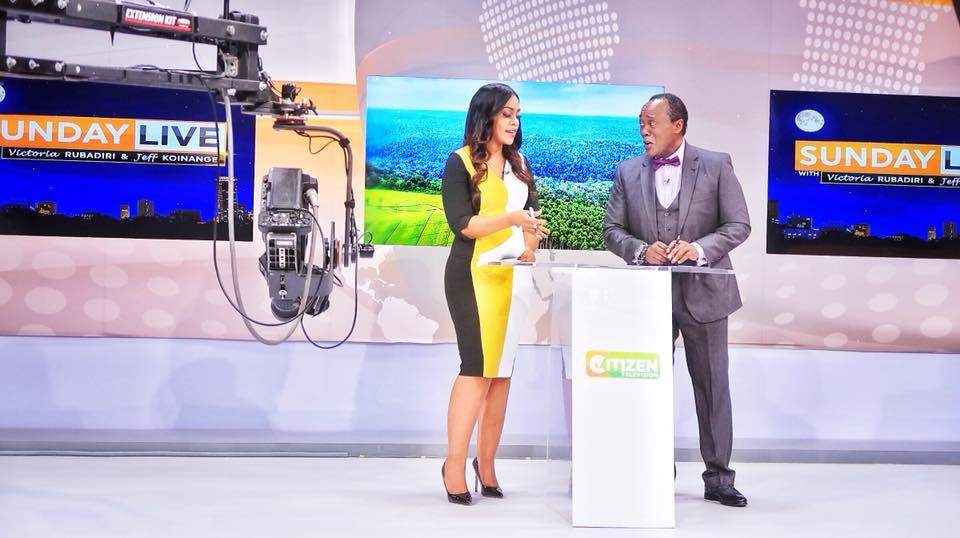 Citizen TV co-anchors Victoria Rubadiri and Jeff Koinange during a past bulletin