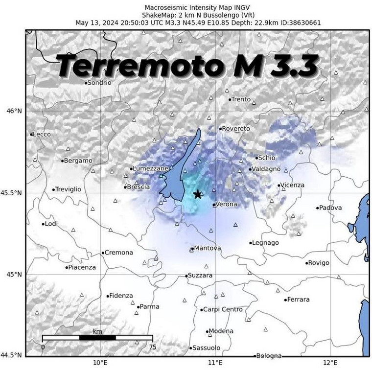 Epicentrum znajdowało się pomiędzy Bussolengo i Pescantina