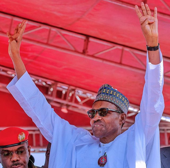 President Buhari, 76, is seeking another four years in office [Bayo Omoboriowo] 