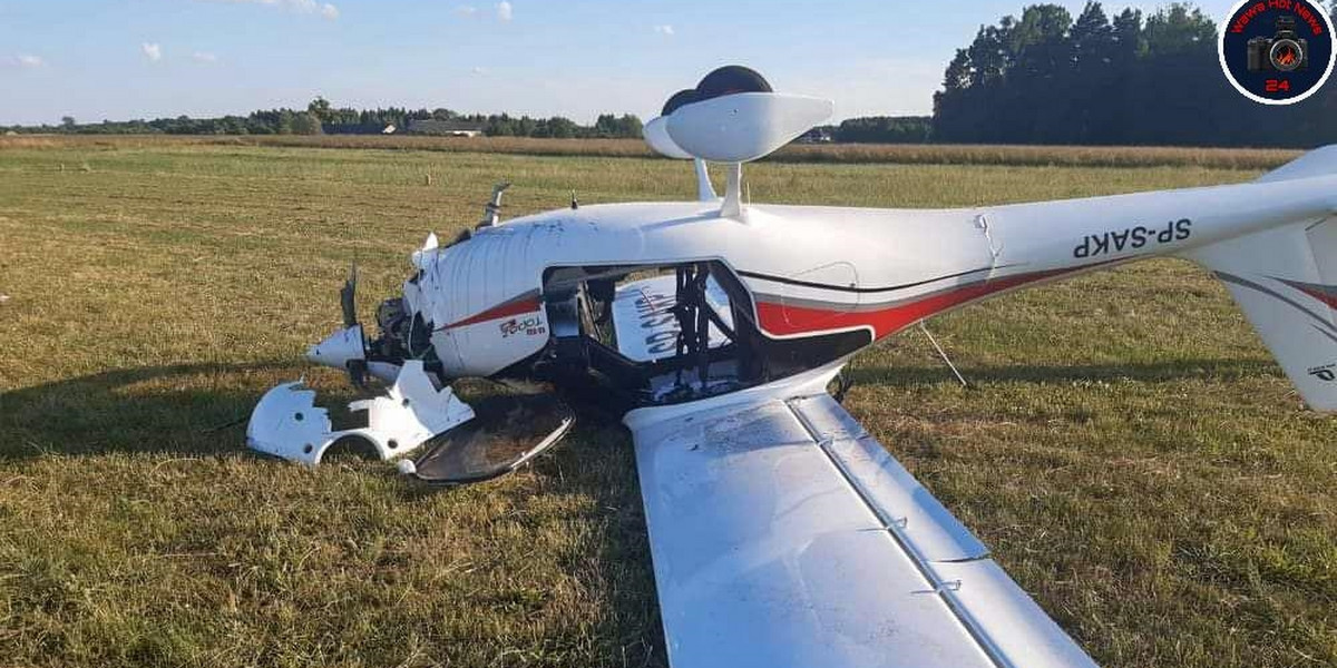 Groźny wypadek podczas lądowania awionetki na Mazowszu