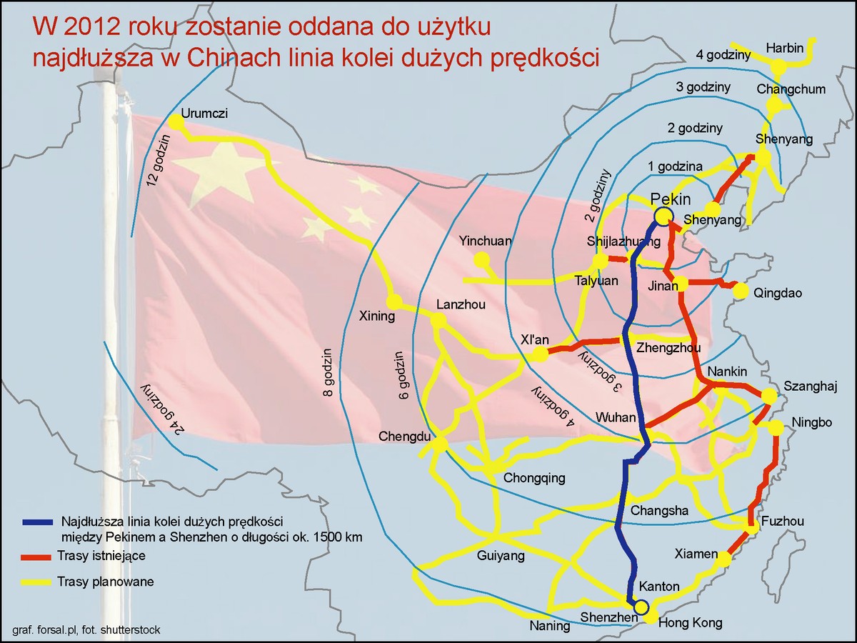 Najdłuższa w Chinach linia kolei szybkich prędkości oddana zostanie do użytku w 2012 roku