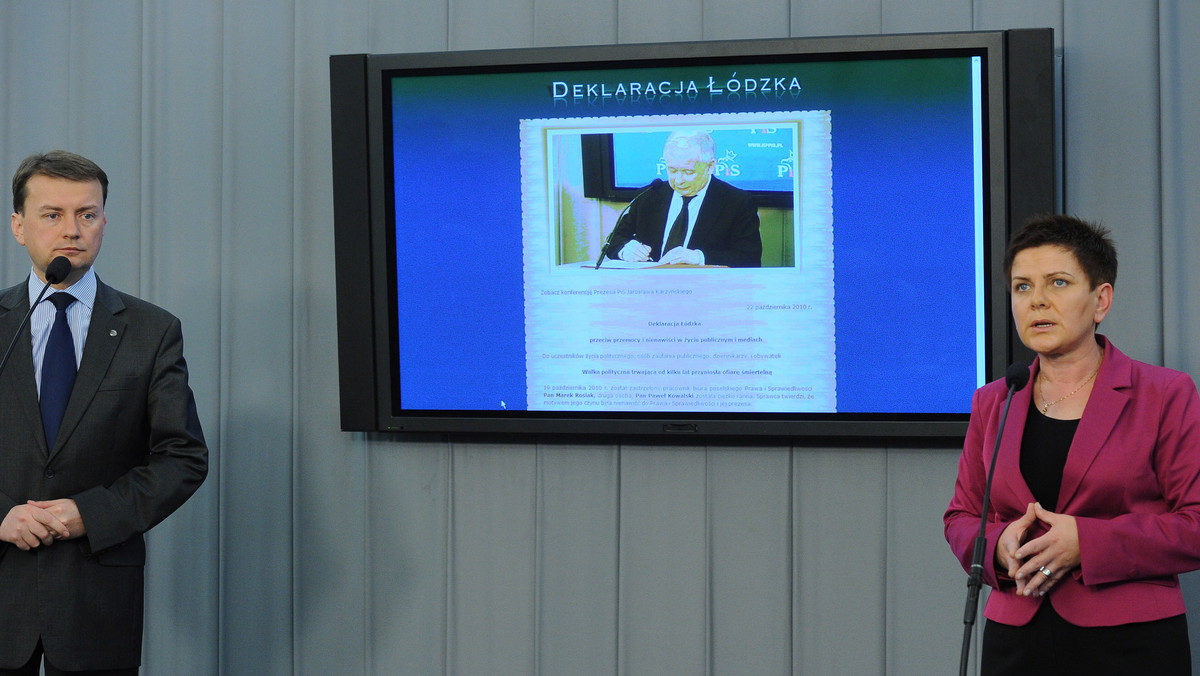 Prawo i Sprawiedliwość uruchomiło stronę internetową www.deklaracjalodzka.pl, na której można podpisać się pod przygotowaną przez tę partię deklaracją przeciwko przemocy w polityce. Politycy PiS ponownie zaapelowali do premiera Donalda Tuska o jej podpisanie.