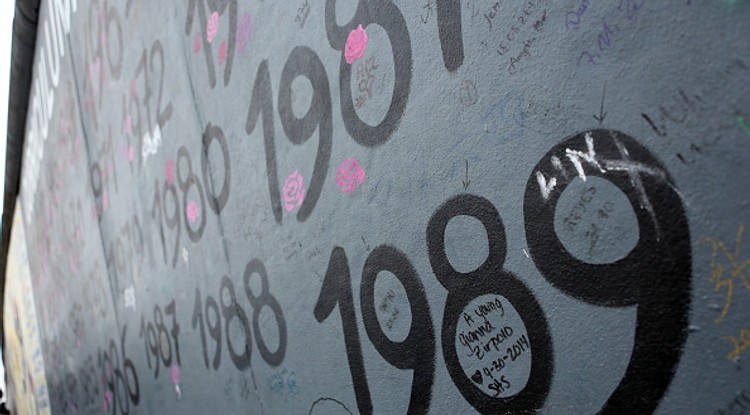 BERLIN, GERMANY - NOVEMBER 09: Graffiti of the year 1989