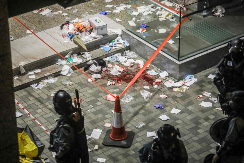 A view of the scene where Andrew Chiu Ka Yin, District Councillor of Taikoo Shing West, was injured 