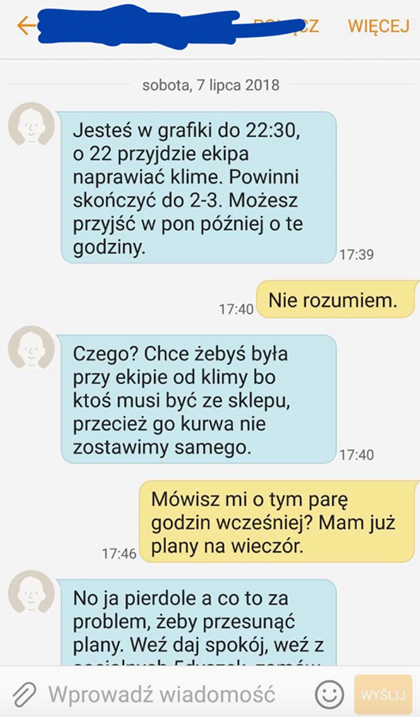 Skandaliczne SMS-y kierowniczki sklepu. Tak traktowała podwładne