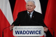 Wadowice, 12.11.2022r. Prezes PiS Jarosław Kaczyński podczas spotkania z wyborcami.