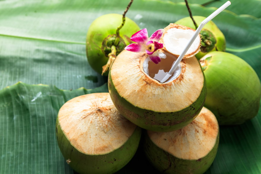 Woda kokosowa jest składnikiem deseru nata de coco
