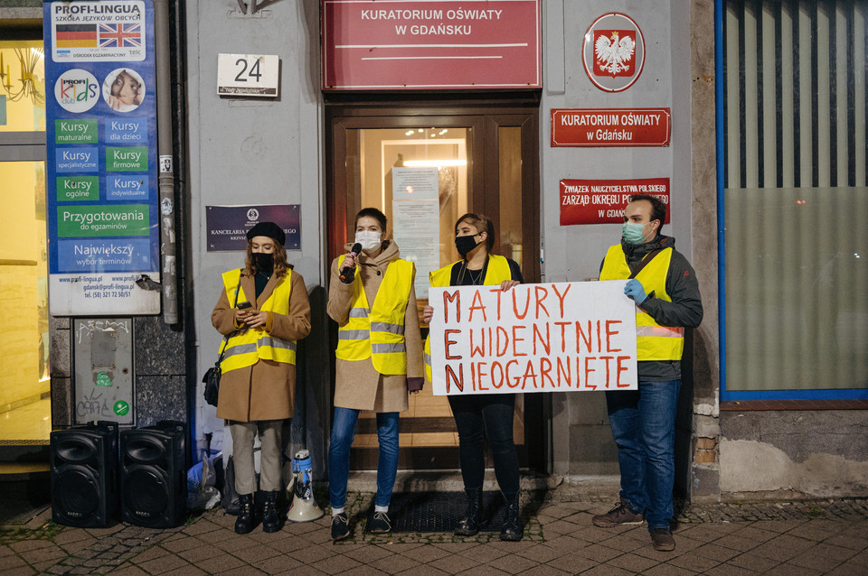 Protest maturzystów w Gdańsku