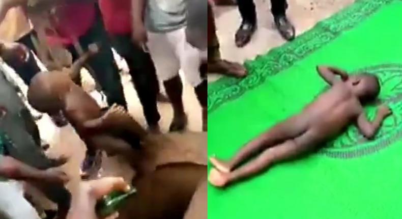 Little child escaped death narrowly after falling into a deep open well (video)