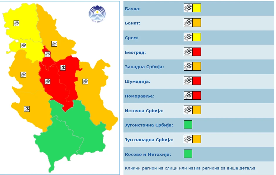 Meteoalarm za Badnji dan