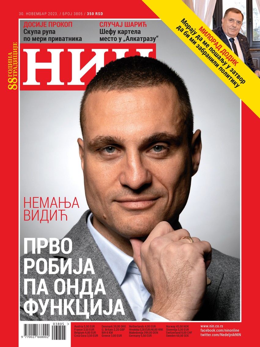 Naslovna strana novog broja NIN-a sa intervjuom Nemanje Vidića