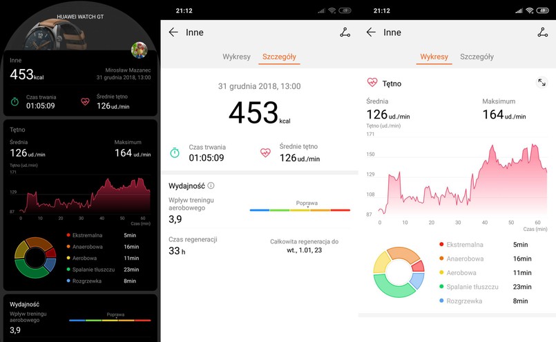 Huawei Watch GT - trening