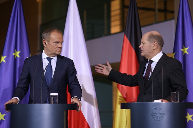 Premier Donald Tusk i kanclerz Niemiec Olaf Scholz