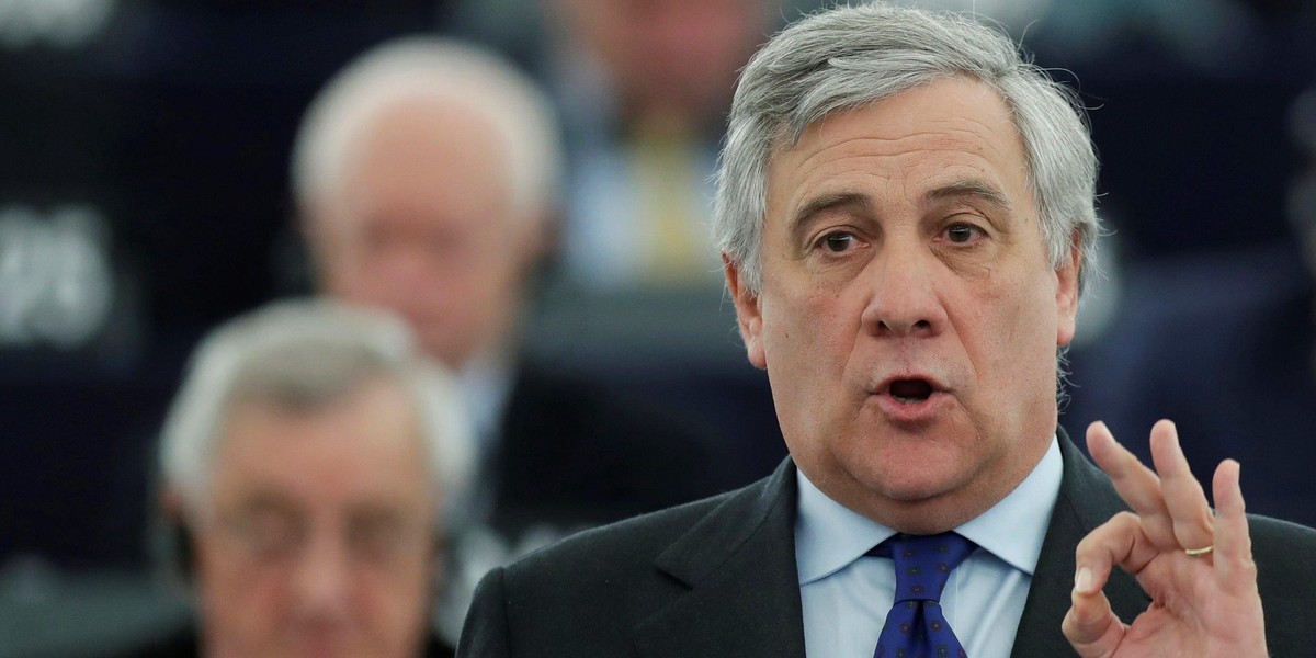 European Parliament's presidential candidate Tajani attends the presentation of the candidates for the election to the office of the President at the European Parliament in Strasbourg