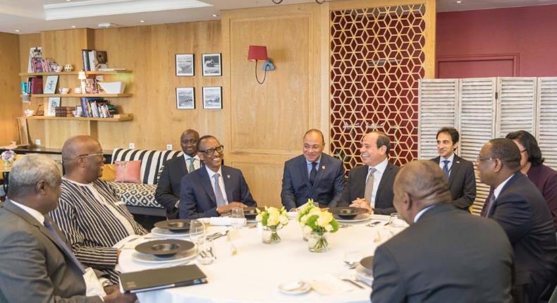 Kagame, Ramaphosa, El-Sisi, Kaboré and Macky Sall at the G7 summit, 2019