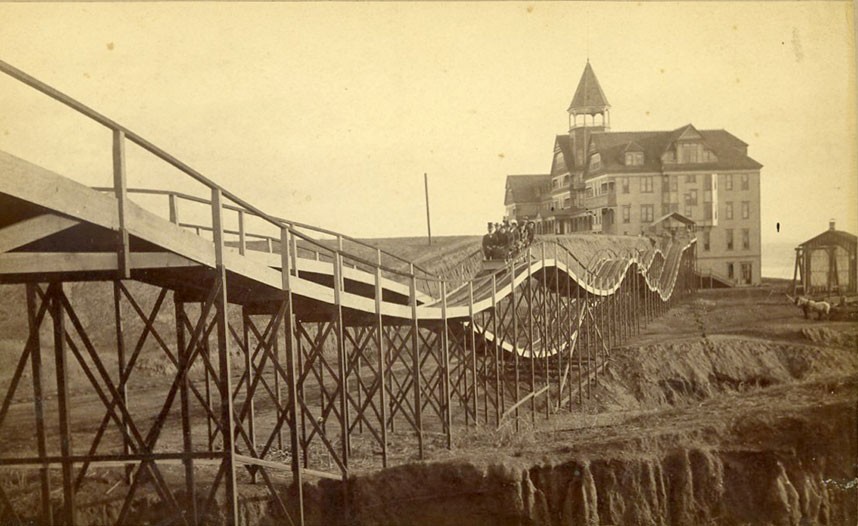 Rollercoaster w Arcadia Hotel, Santa Monica, Kalifornia, 1887 rok