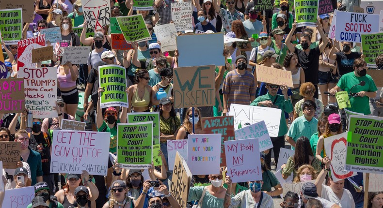 Protesters marched across the country over the weekend following the Supreme Court's reversal of Roe v. Wade, ending nearly 50 years of legalized abortion nationwide.