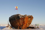 Shipwreck remains of the Maud near Cambridge Bay, named for Queen Maud of Norway, a ship built for R