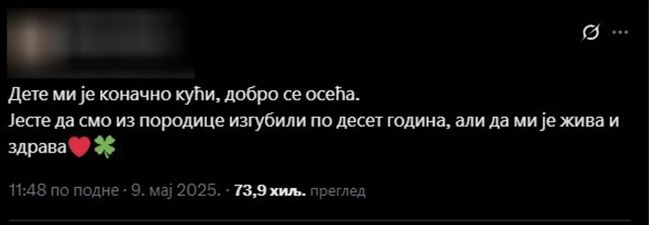 Objava oca devojčice na mreži X