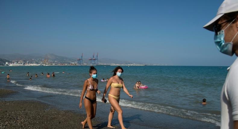 The scene on a Malaga beach. The coronavirus crisis dealt a major blow to Spain's tourism industry, which normally accounts for 12 percent of GDP