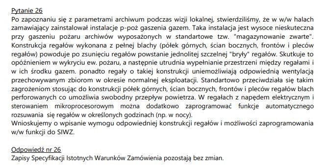 Ostrzeżenie przekazane urzędnikom przez jedną z firm