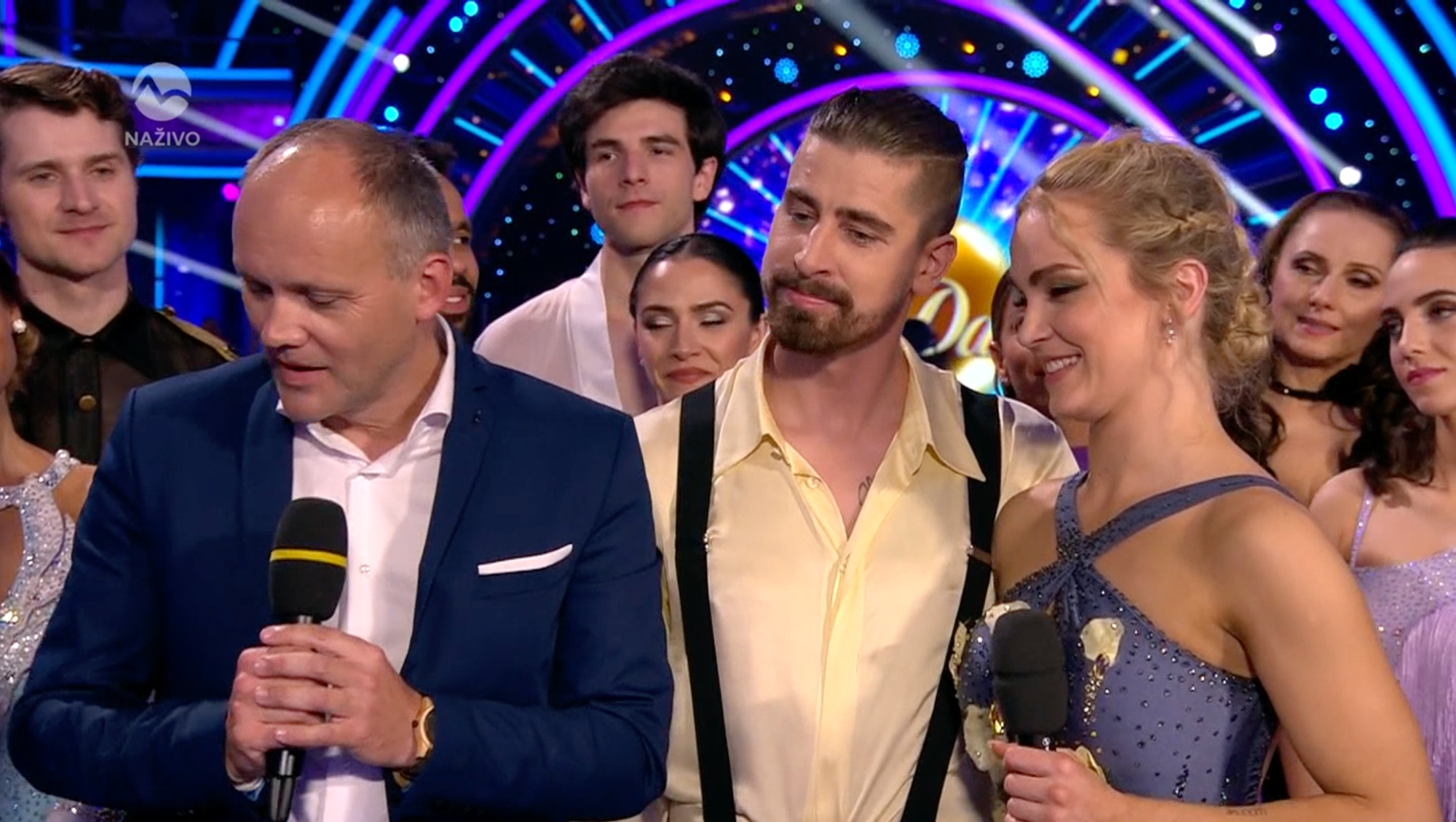 Slovenský cyklista Peter Sagan v šou Let's Dance s tanečkou partnerkou Eliškou a trénerom Petrom Zánickým. 